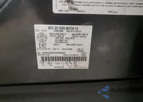 2018 Ford Explorer Xlt z USA, uszkodzony, nr VIN 1FM5K8D85JGB49622